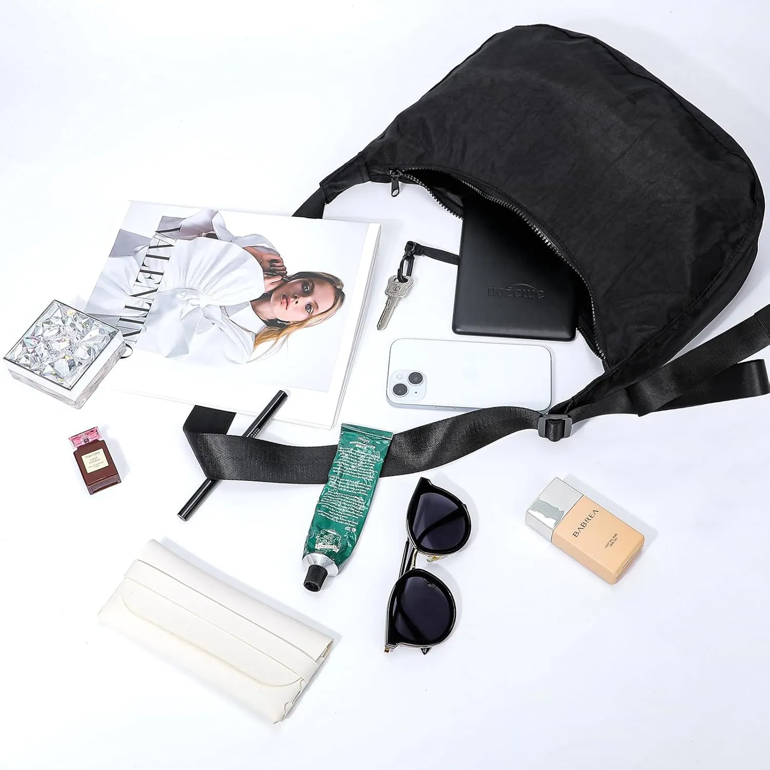 Nylon Crescent Bag - Casual Shoulder Crossbody with Adjustable Strap & Dual Interior Pockets