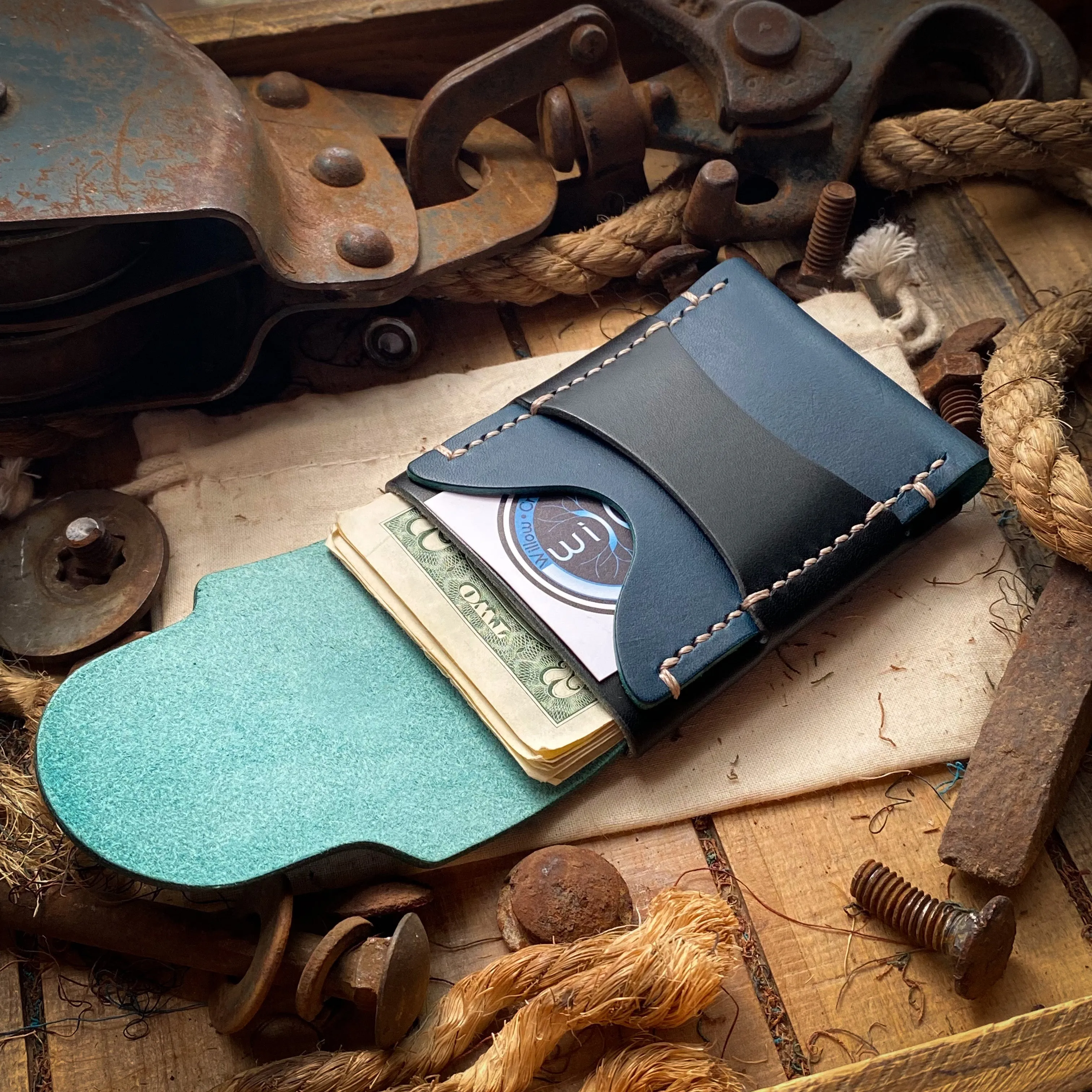 Original Luxe Minimalist Wallet - Ocean Blue and Black