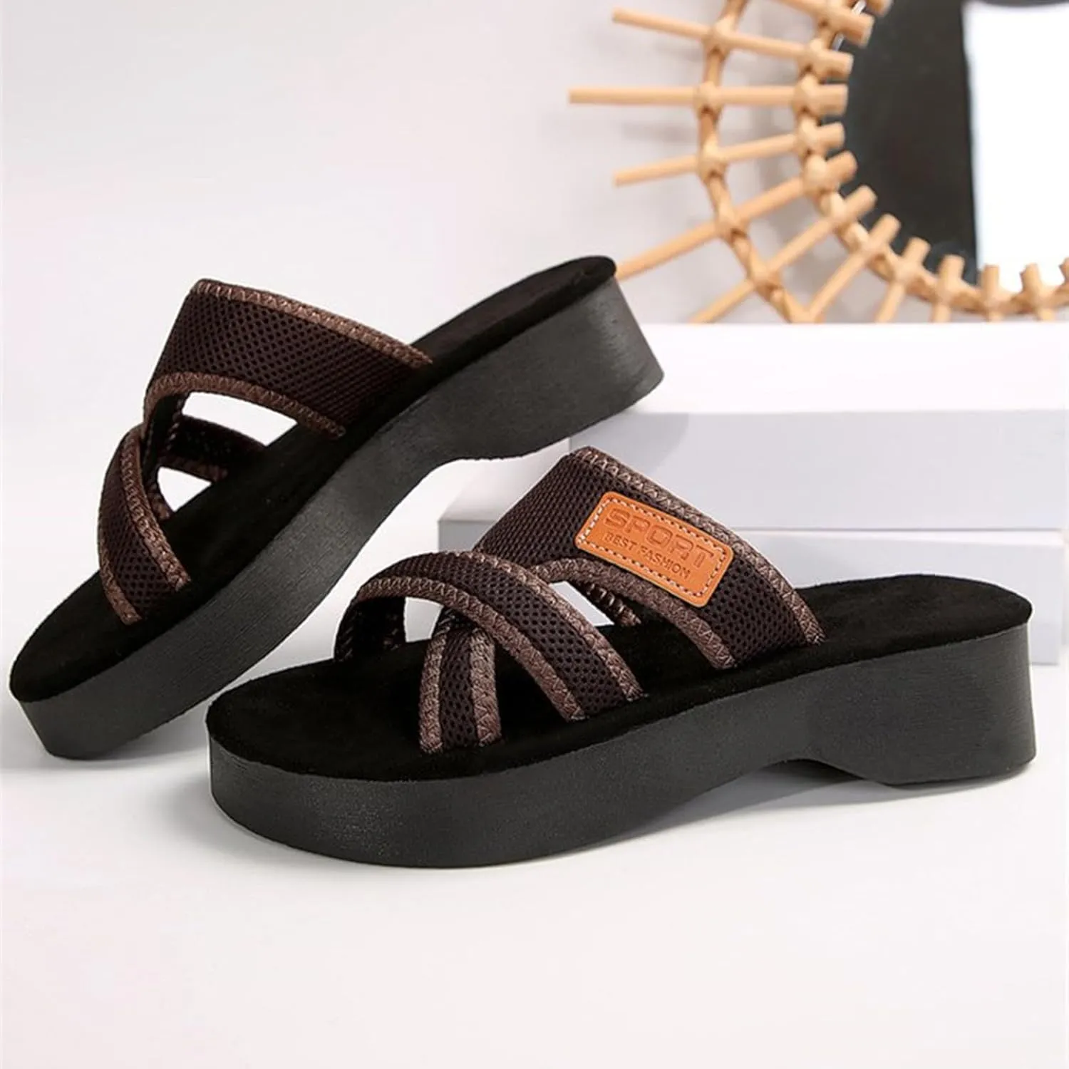 Orthopedic Sandals for Women Black Dressy Comfort Slides Slippers Fashion Casual Platform Sandal Outdoor Walking Shoes2