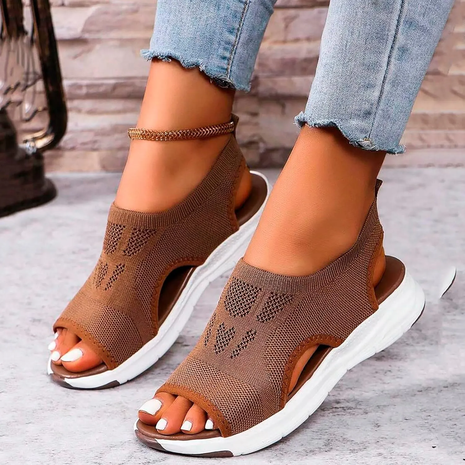 Orthopedic Sandals for Women Summer Walking Sandals Arch Support Ankle Strap Sandals Comfortable Casual Wedge Shoes