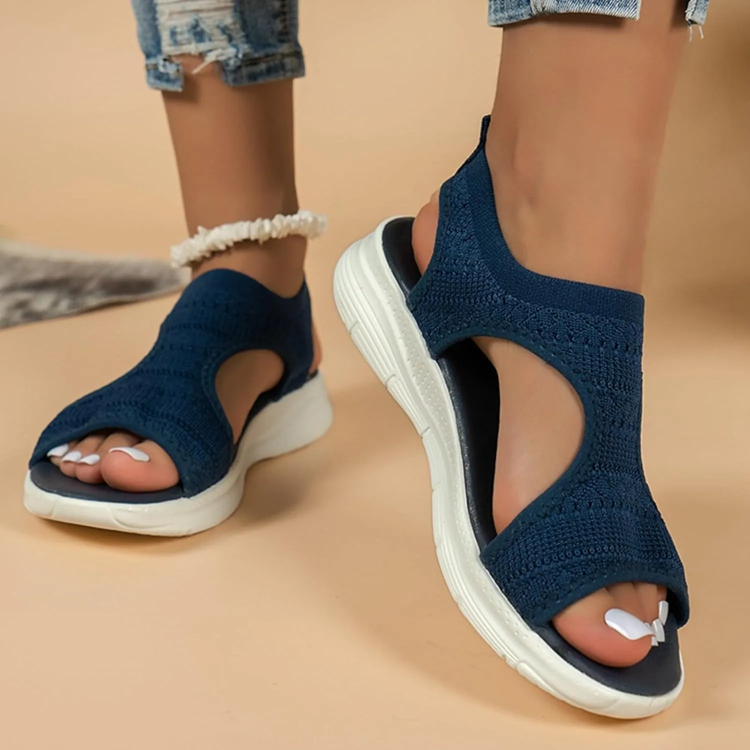 Orthopedic Sandals for Women Summer Walking Sandals Arch Support Ankle Strap Sandals Comfortable Casual Wedge Shoes