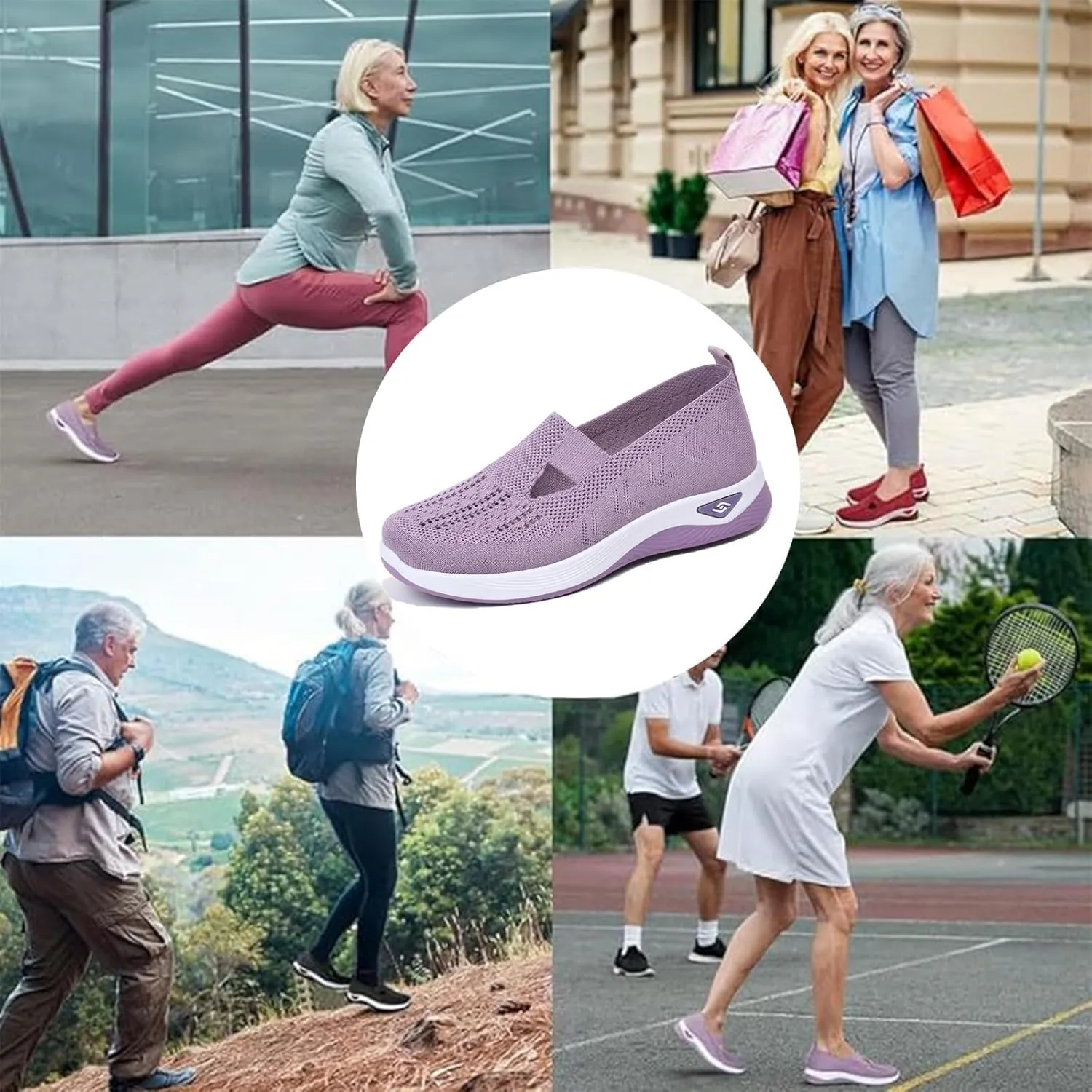 Orthopedic Shoes for Women Lightweight Wide Width Arch Support Woven Mesh Breathable Comfortable Soft Soled Nurse Shoes Slip On Diabetic Sneakers