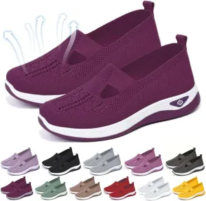 Orthopedic Shoes for Women Lightweight Wide Width Arch Support Woven Mesh Breathable Comfortable Soft Soled Nurse Shoes Slip On Diabetic Sneakers