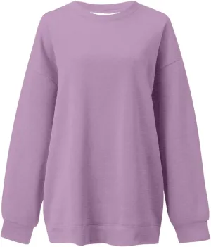 Oversized Sweatshirt for Women Women's Fashion Casual Solid Color Loose Shoulder Round Neck Long Sleeve Hoodie