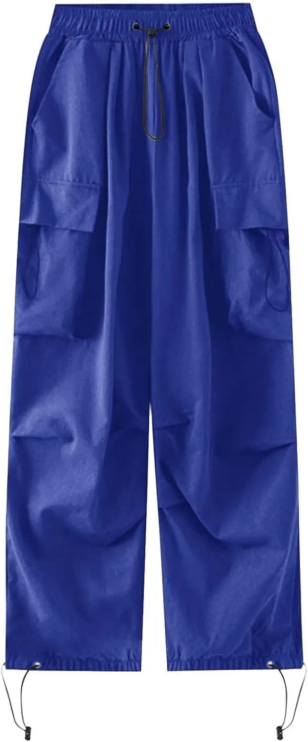Parachute Cargo Pants for Women High Waisted Y2K Hiking Trousers Multi Pockets Trendy Streetwear Casual Baggy Pants