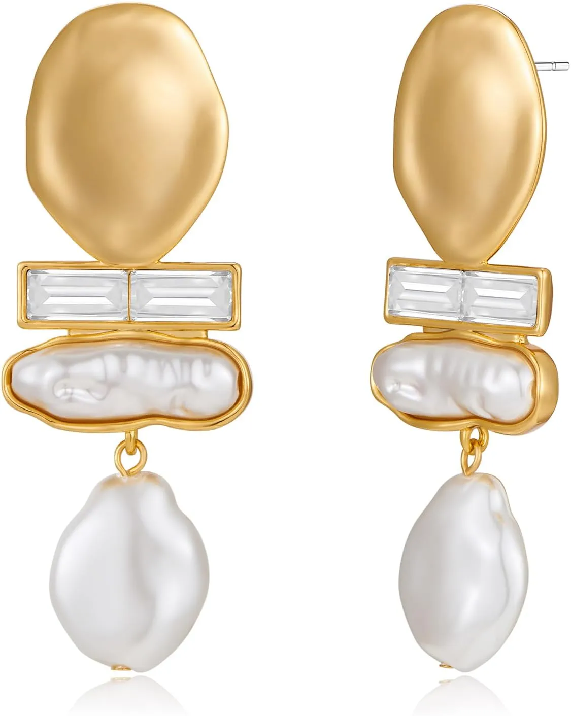 Pearl Drop Earrings for Women Vintage Statement Gold Pearl Dangle Earrings Chunky Earrings Fashion Jewelry