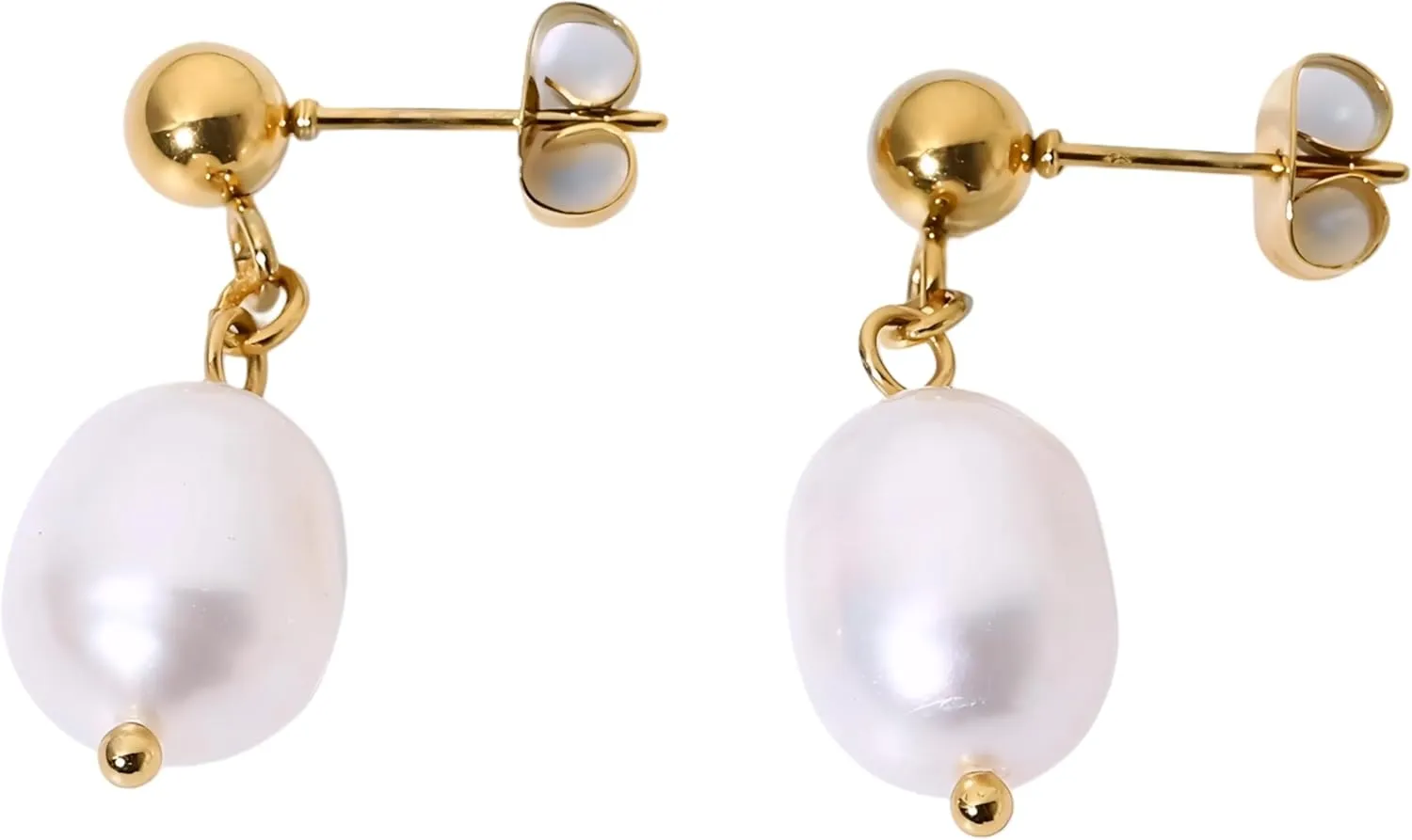 Pearl earrings for women 18K Gold Plated Stainless Steel Freshwater Pearl Pendant Earrings For Women Minimalist Classic Earrings Jewelry Gifts-T20