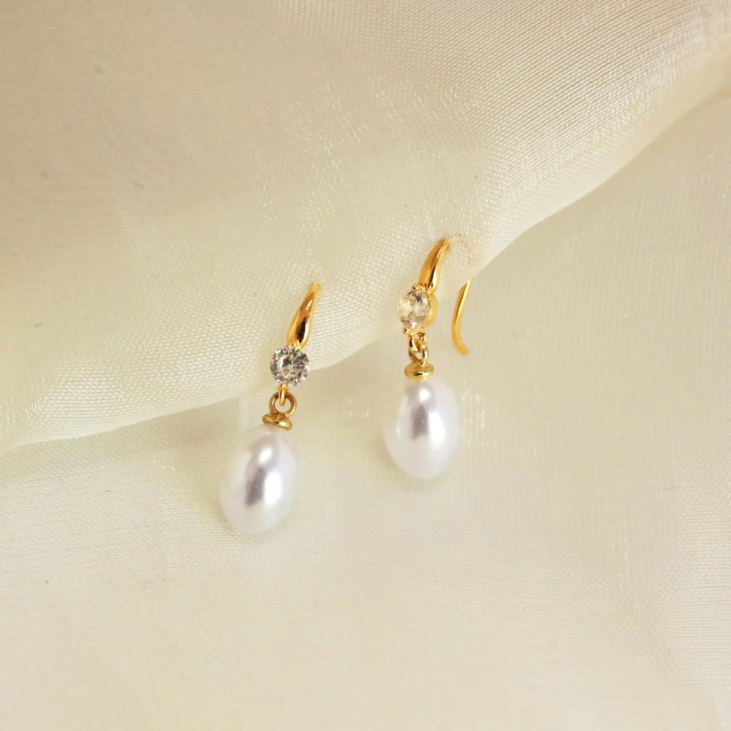 Pearl Earrings for Women Trendy - Gold Hoop Earrings 14K Gold Plated Dangle Drop Huggie Earrings Dainty Hypoallergenic Lightweight Cute Studs Wedding Jewelry Gifts