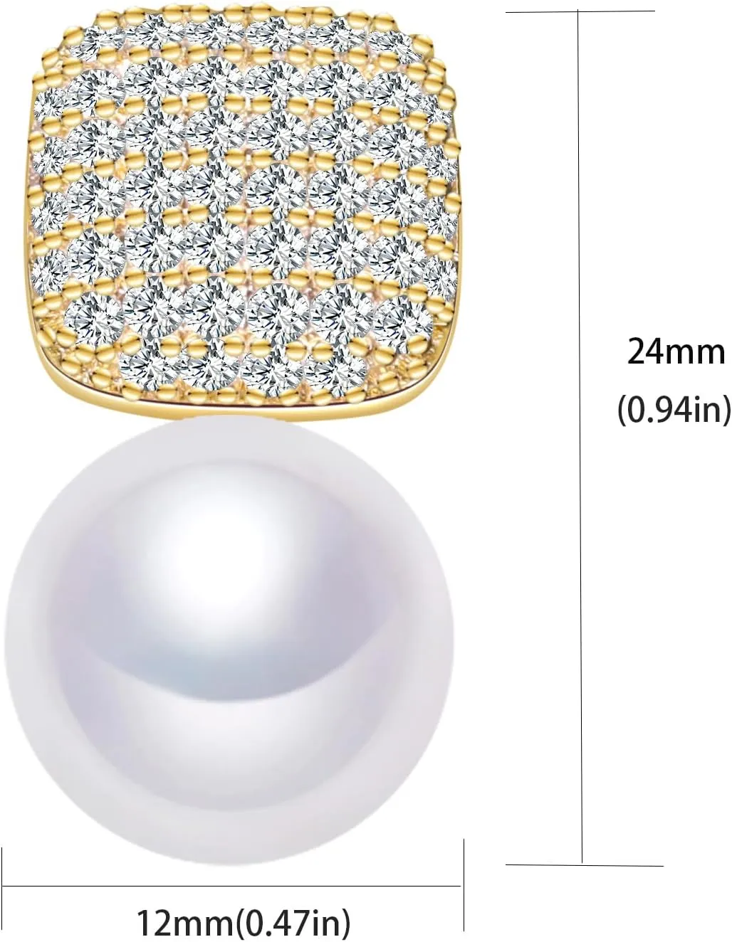 Pearl Stud Earring for Women Pearl Earring with Cubic Zirconia