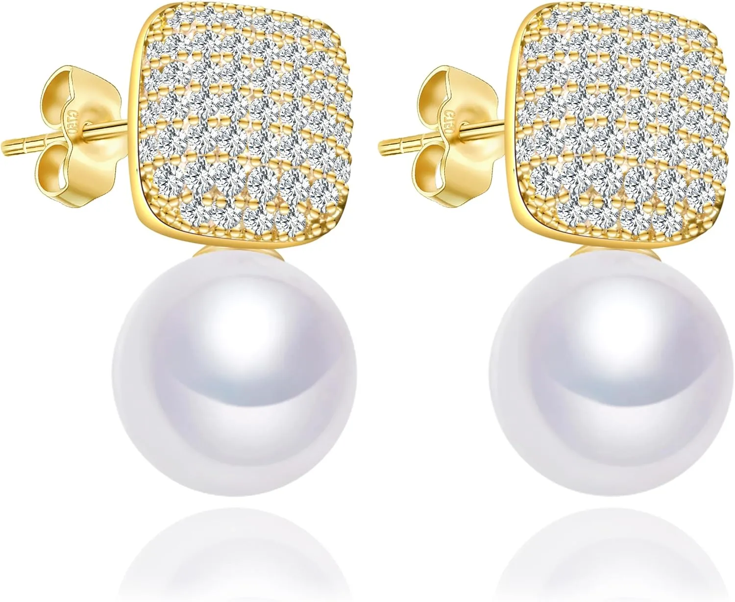 Pearl Stud Earring for Women Pearl Earring with Cubic Zirconia