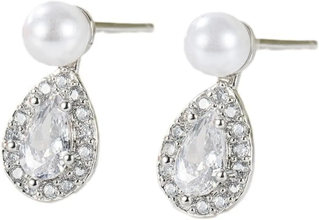 Pearl Stud Earrings for Women Rhinestones Pearl Earrings Hypoallergenic stud Gold Jewelry Wedding Earrings for Brides
