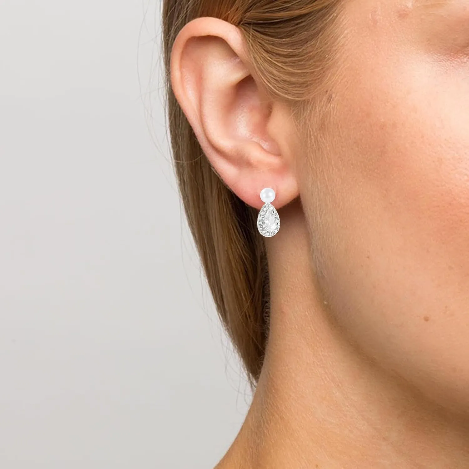 Pearl Stud Earrings for Women Rhinestones Pearl Earrings Hypoallergenic stud Gold Jewelry Wedding Earrings for Brides