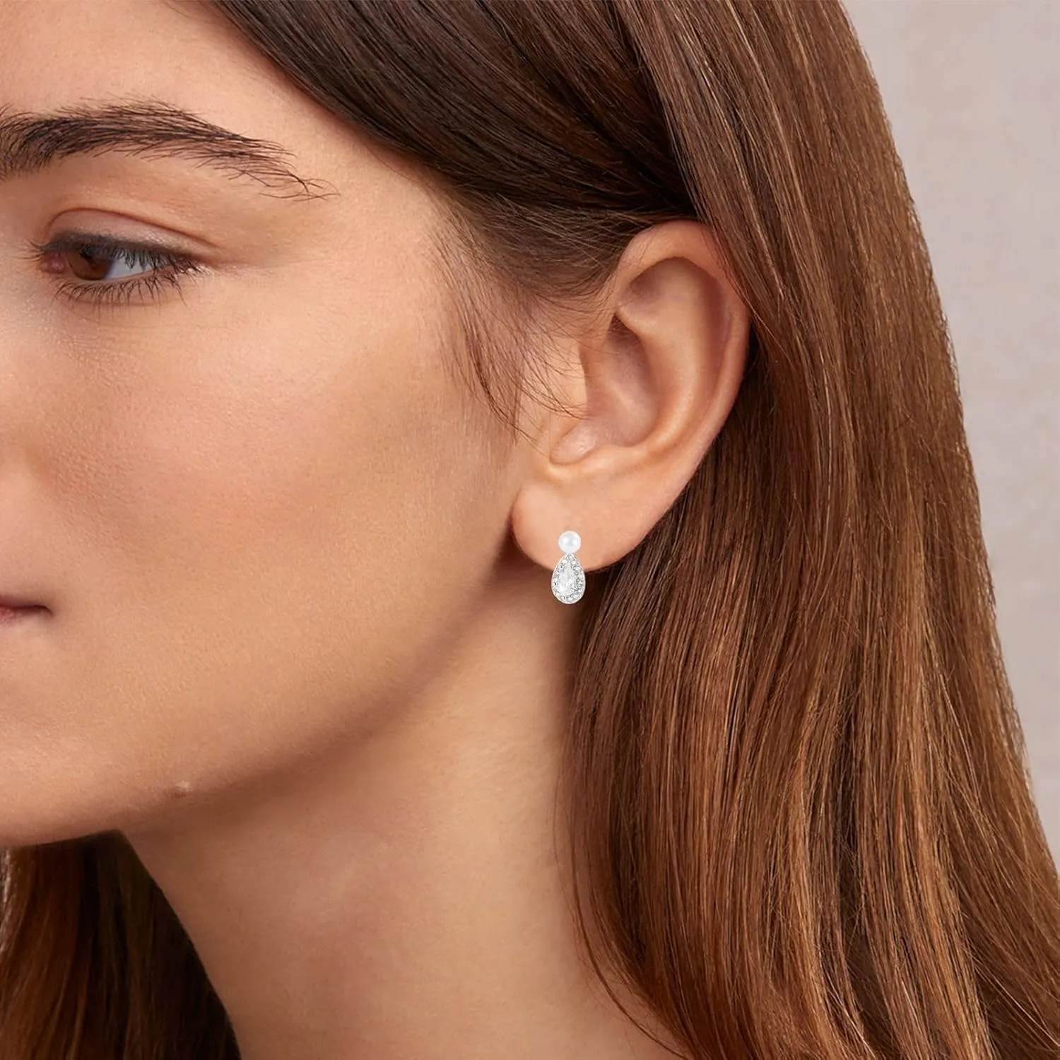 Pearl Stud Earrings for Women Rhinestones Pearl Earrings Hypoallergenic stud Gold Jewelry Wedding Earrings for Brides