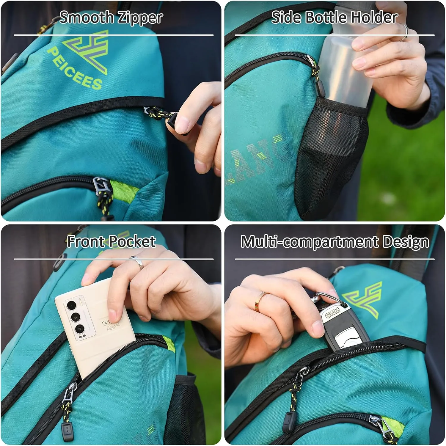 Peicees Bags for Men Waterproof Sling Bag Crossbody Shoulder Bag for Women Chest Daypack Backpack for Travel Bike Hiking