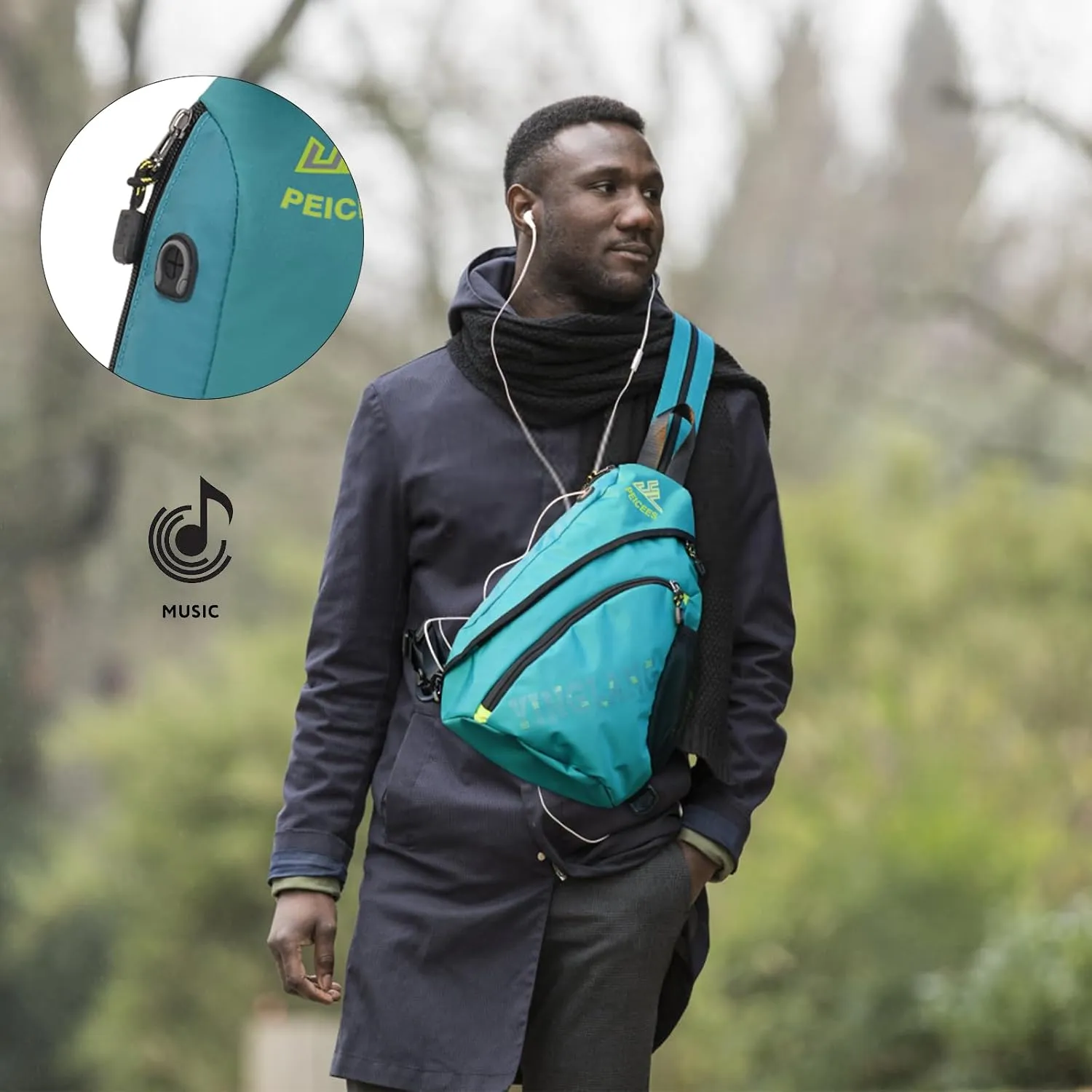 Peicees Bags for Men Waterproof Sling Bag Crossbody Shoulder Bag for Women Chest Daypack Backpack for Travel Bike Hiking