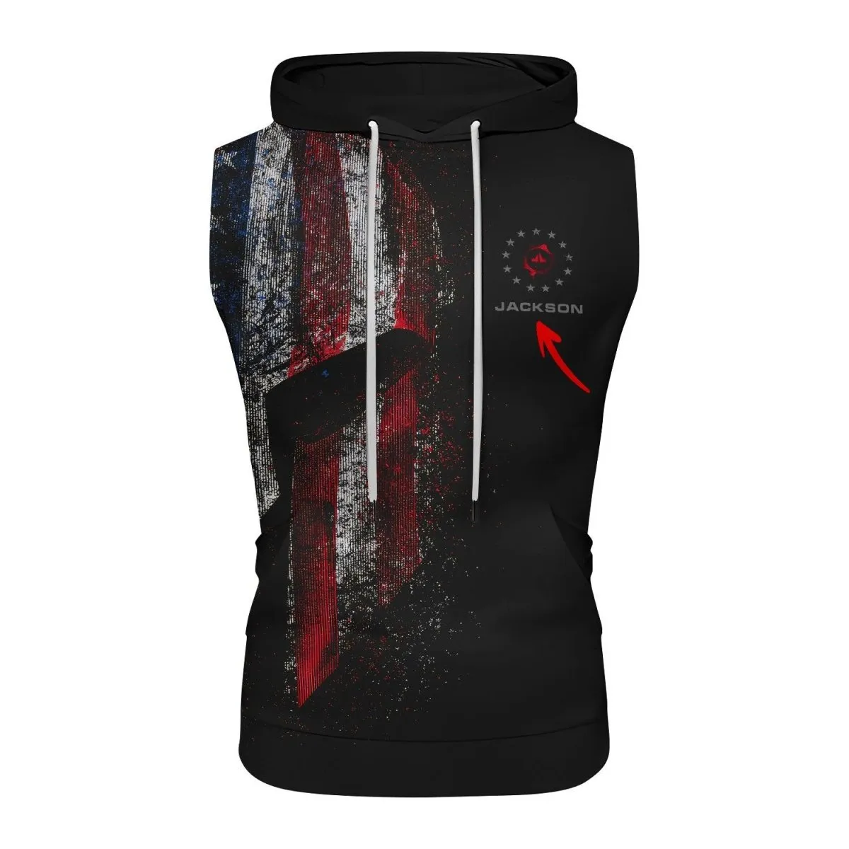 Personalized American Jiu Jitsu Grunge Sleeveless Pullover & Zip Hoodie