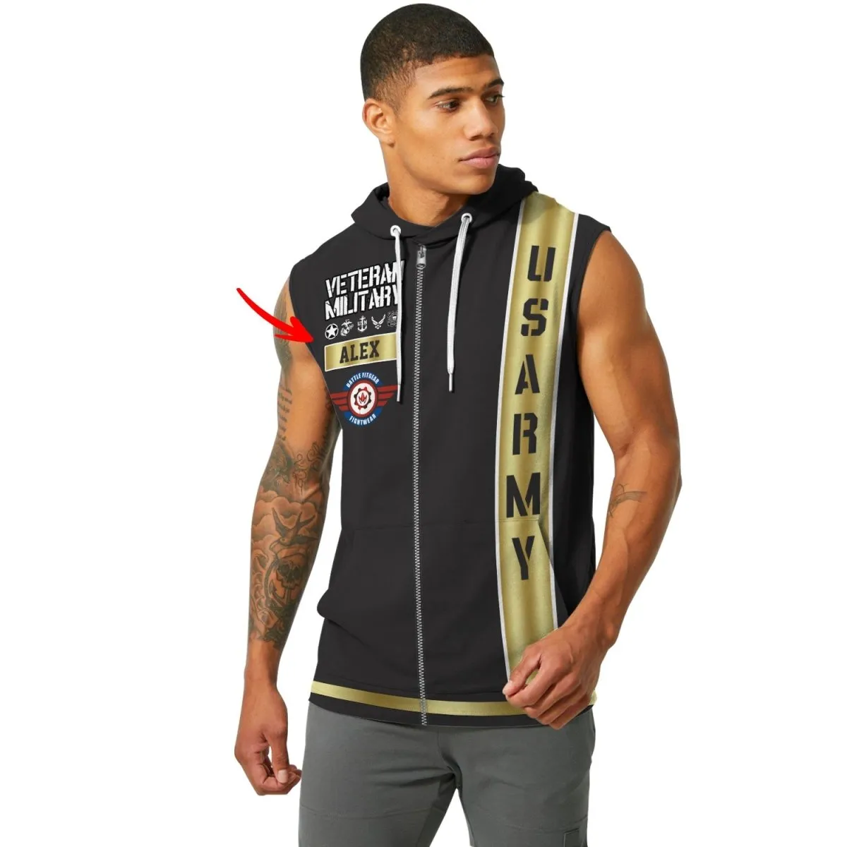 Personalized USA Army Veteran Pullover & Zip Hoodie