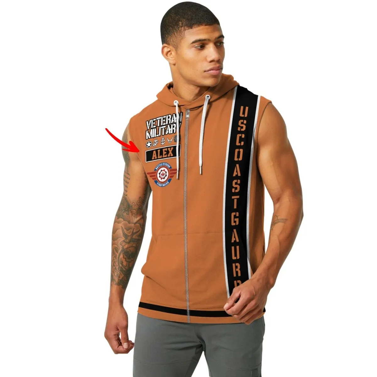 Personalized USA Cost Guard Veteran Pullover & Zip Hoodie