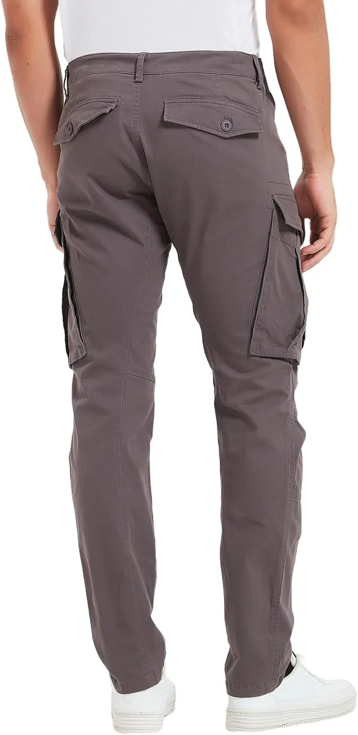 Plaid&Plain Men's Cargo Pants Slim Fit with Articulated Knees
