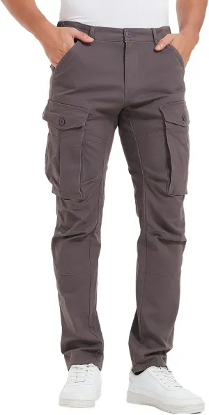 Plaid&Plain Men's Cargo Pants Slim Fit with Articulated Knees