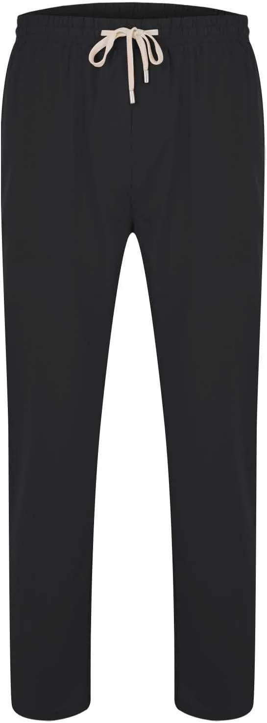 Plain Casual Pants for Men Straight Leg Drawstring Waist Trousers Summer Outdoor Lightweight Slacks with Pockets