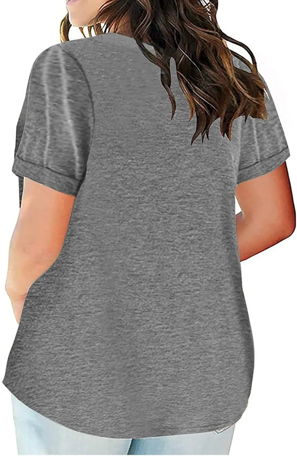Plus Size Tops for Women Trendy V Neck Short Sleeve Summer Shirts Oversized Tunic Top Loose Fit Blouses Basic Tshirt