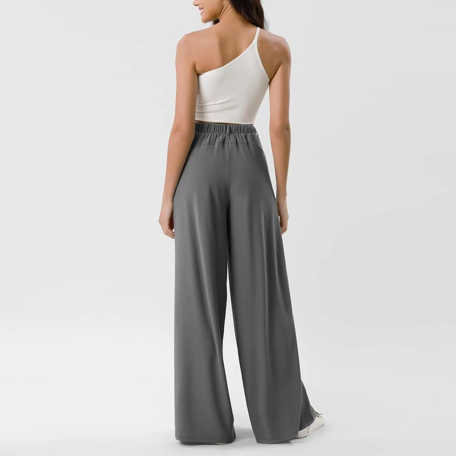 Plus Size Wide Leg Pants for Women Dressy Business Casual Stretchy Work Pants Flowy Palazzo Pants with Pockets
