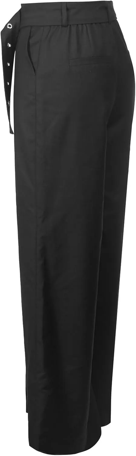 RAMISU Women Straight Leg Dress Long Pants for Women High Waist Office Business Asymmetrical Trousers Pants with Belt