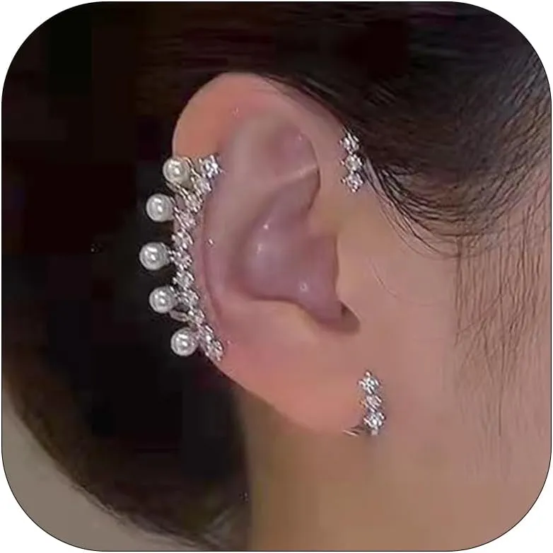 Rhinestone Butterfly Ear Cuffs - No Piercing Wrap Earrings for Women - Sparkly Cartilage Earrings - Valentine's Day Gift