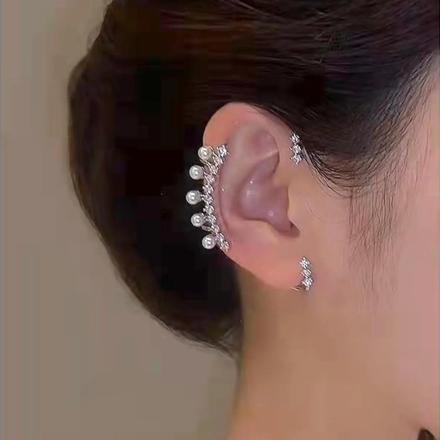 Rhinestone Butterfly Ear Cuffs - No Piercing Wrap Earrings for Women - Sparkly Cartilage Earrings - Valentine's Day Gift