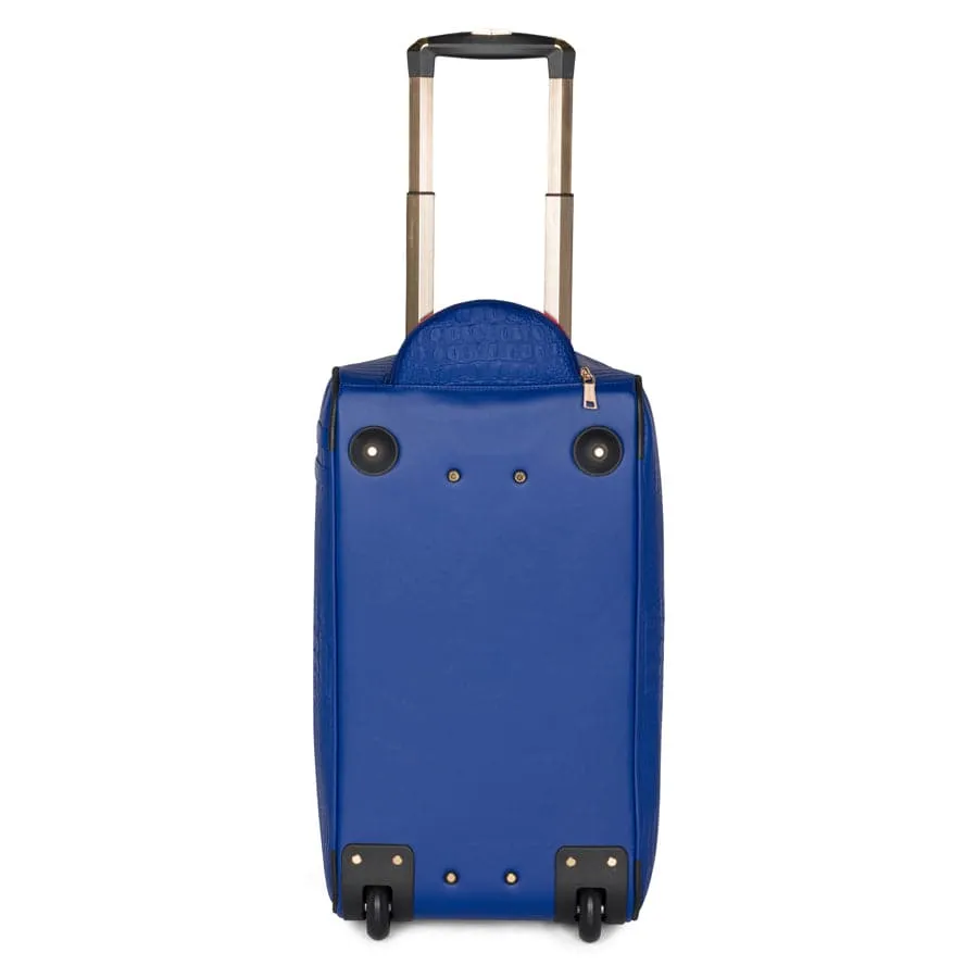Royal Blue Apollo 2 Faux Crocodile Skin Rolling Duffle Bag