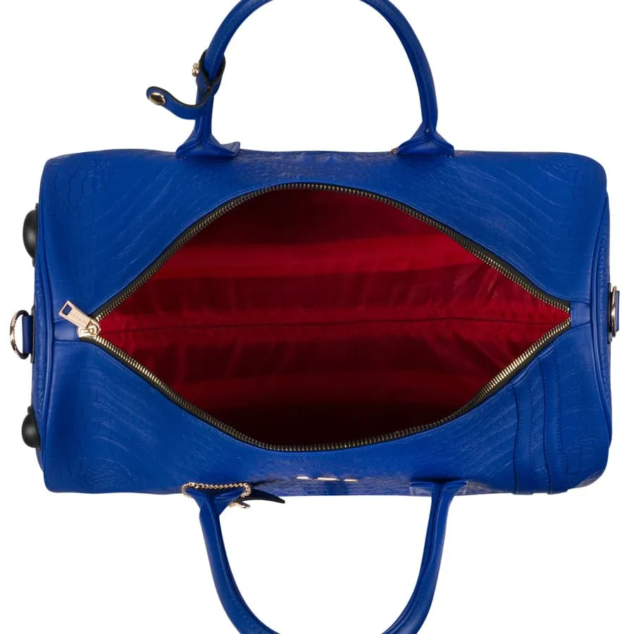 Royal Blue Apollo 2 Faux Crocodile Skin Rolling Duffle Bag