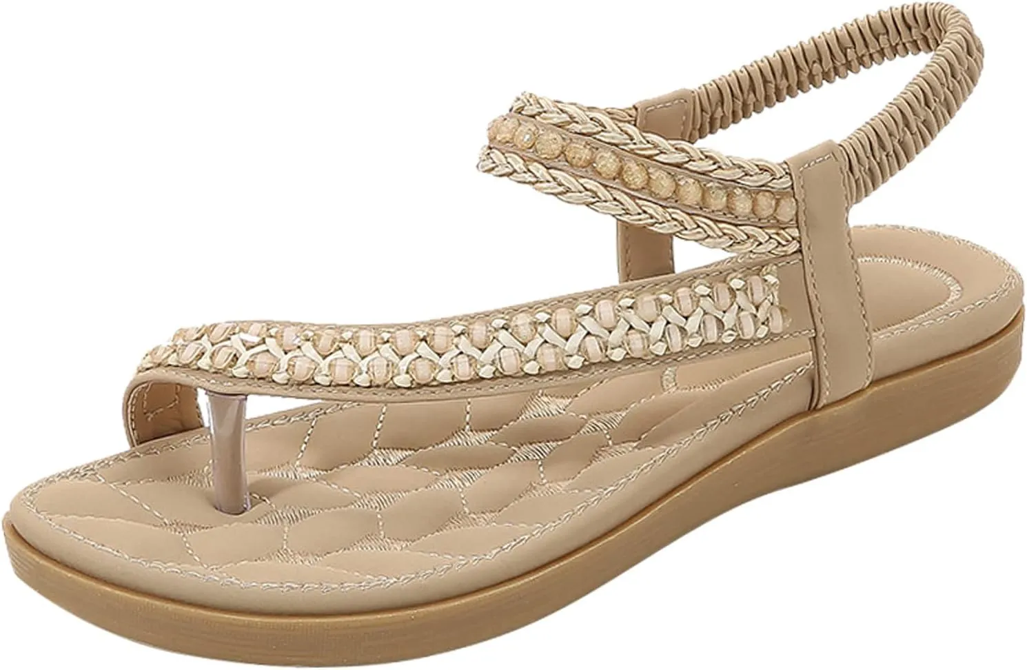 Sandals for Women 2025 Dressy Summer Beach Flip Flops Comfortable Bohemian Flats Sandals Ankle Strap Walking Shoes