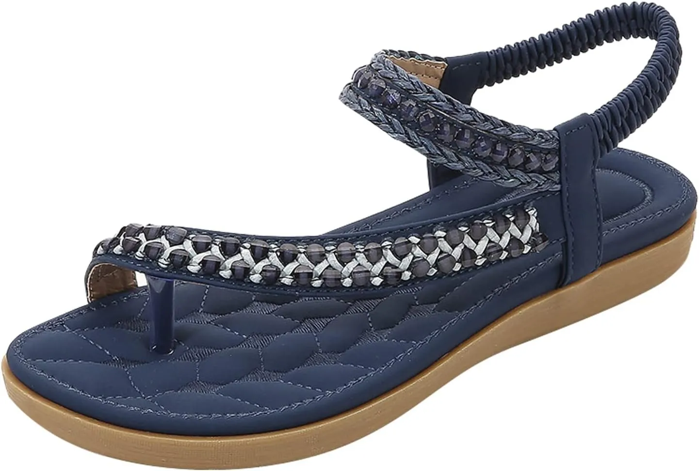 Sandals for Women 2025 Dressy Summer Beach Flip Flops Comfortable Bohemian Flats Sandals Ankle Strap Walking Shoes