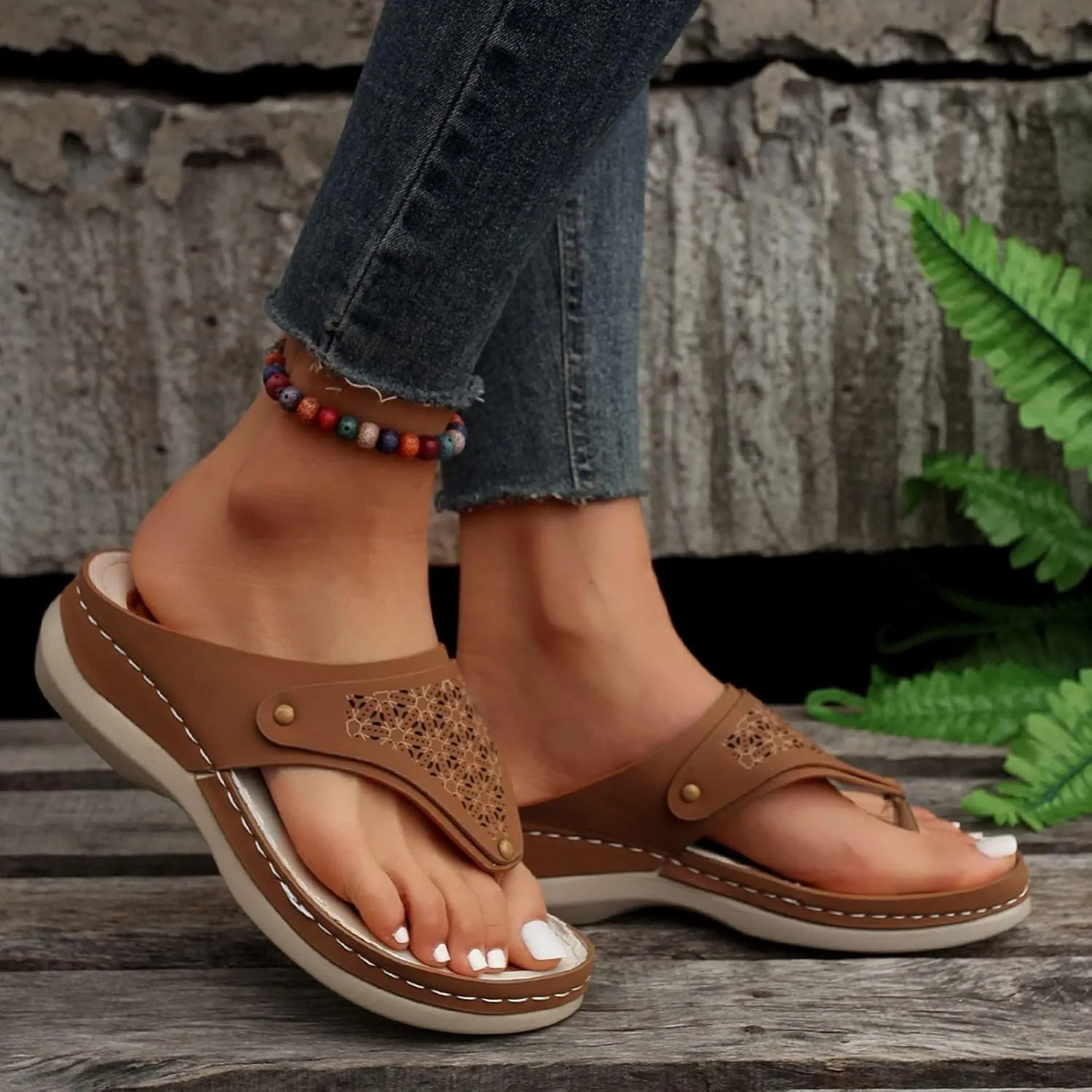 Sandals for Women Mesh Hollow Sports Sandals Wedge Orthopedic Flip Flops Summer Casual Slippers Open Toe Shoes