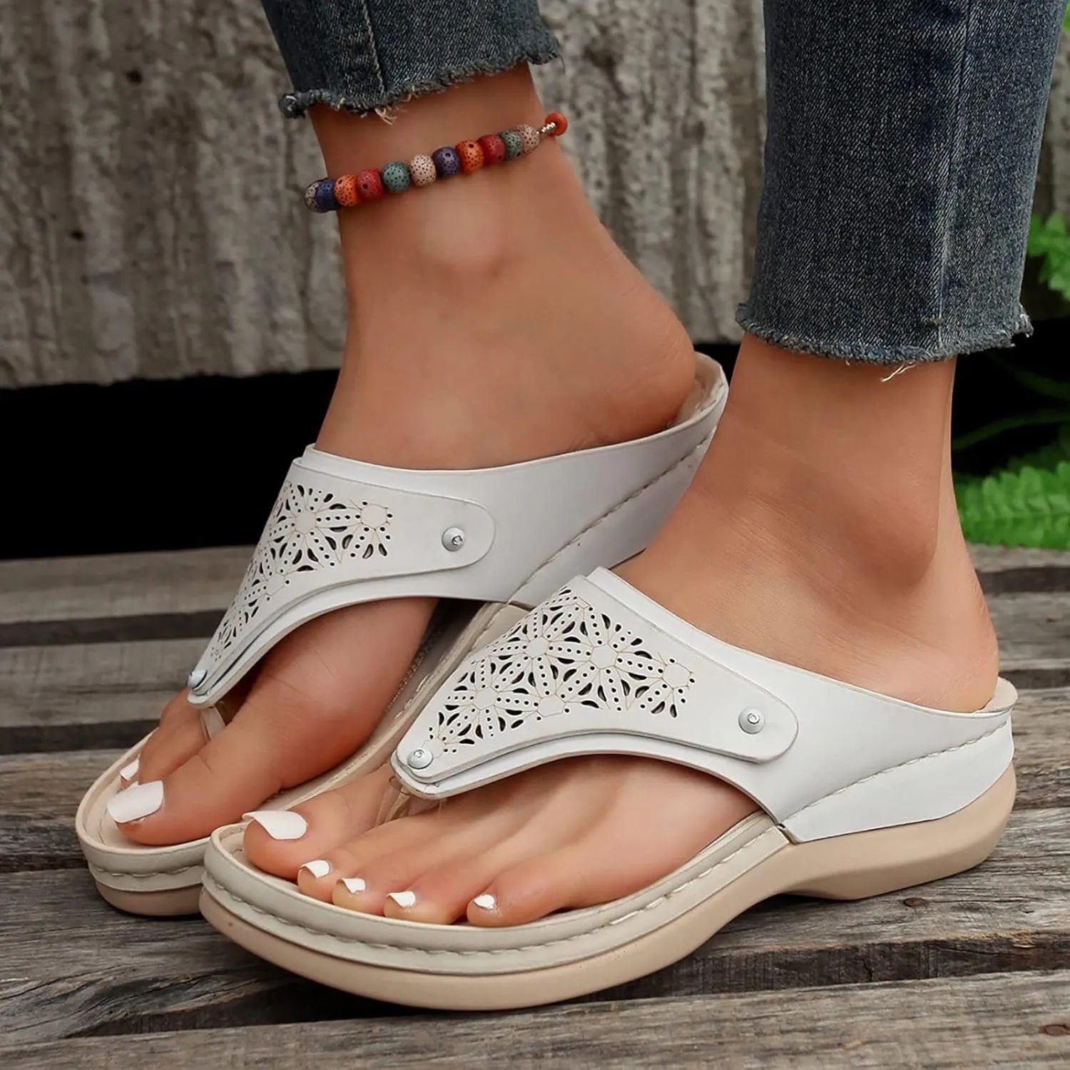 Sandals for Women Mesh Hollow Sports Sandals Wedge Orthopedic Flip Flops Summer Casual Slippers Open Toe Shoes