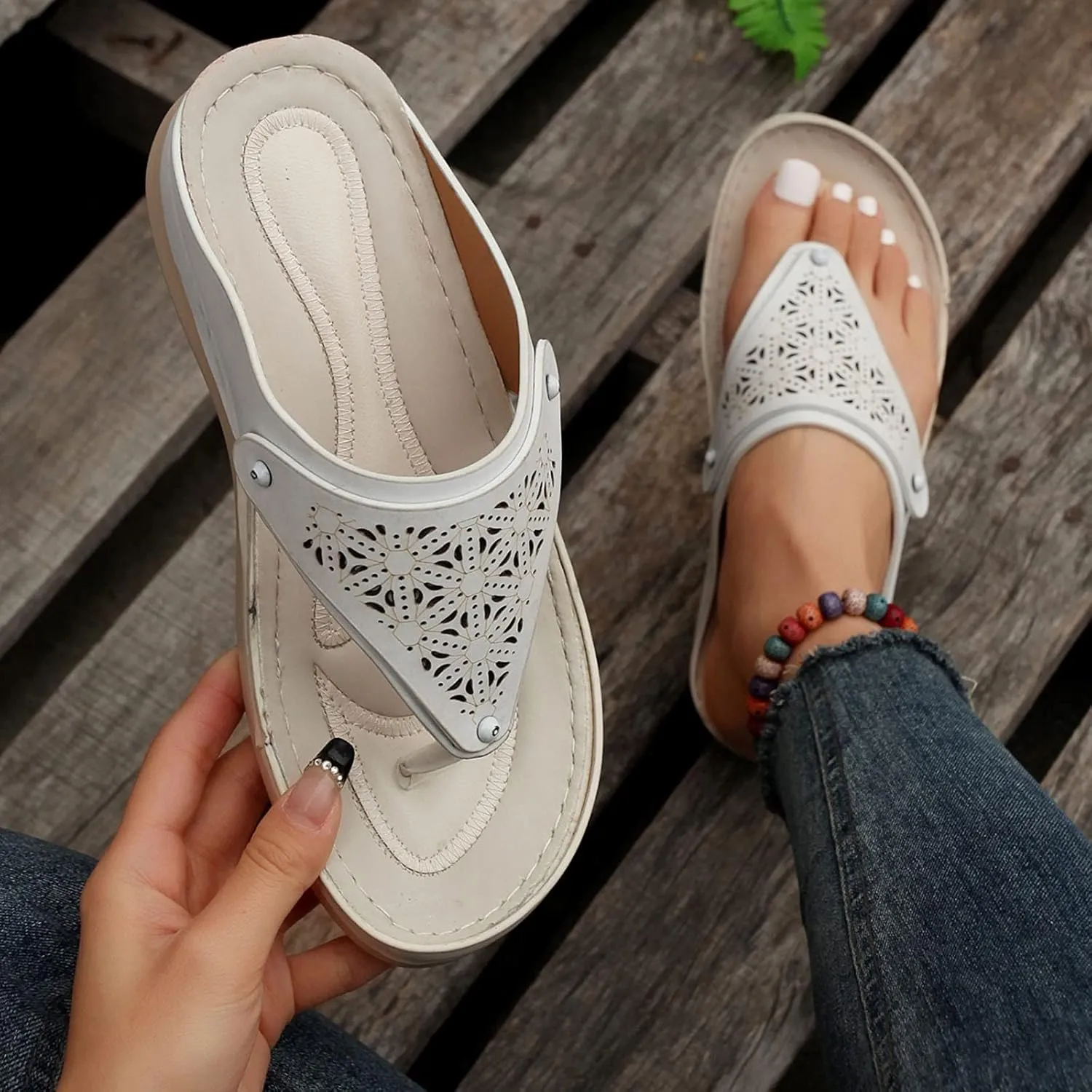 Sandals for Women Mesh Hollow Sports Sandals Wedge Orthopedic Flip Flops Summer Casual Slippers Open Toe Shoes