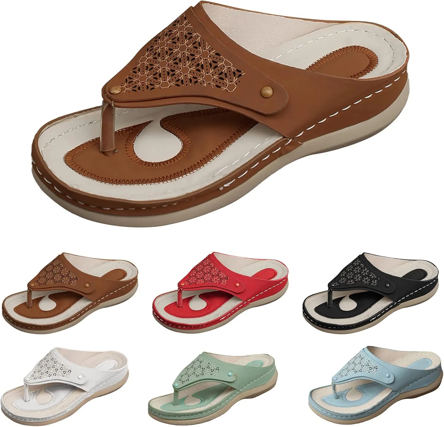 Sandals for Women Mesh Hollow Sports Sandals Wedge Orthopedic Flip Flops Summer Casual Slippers Open Toe Shoes