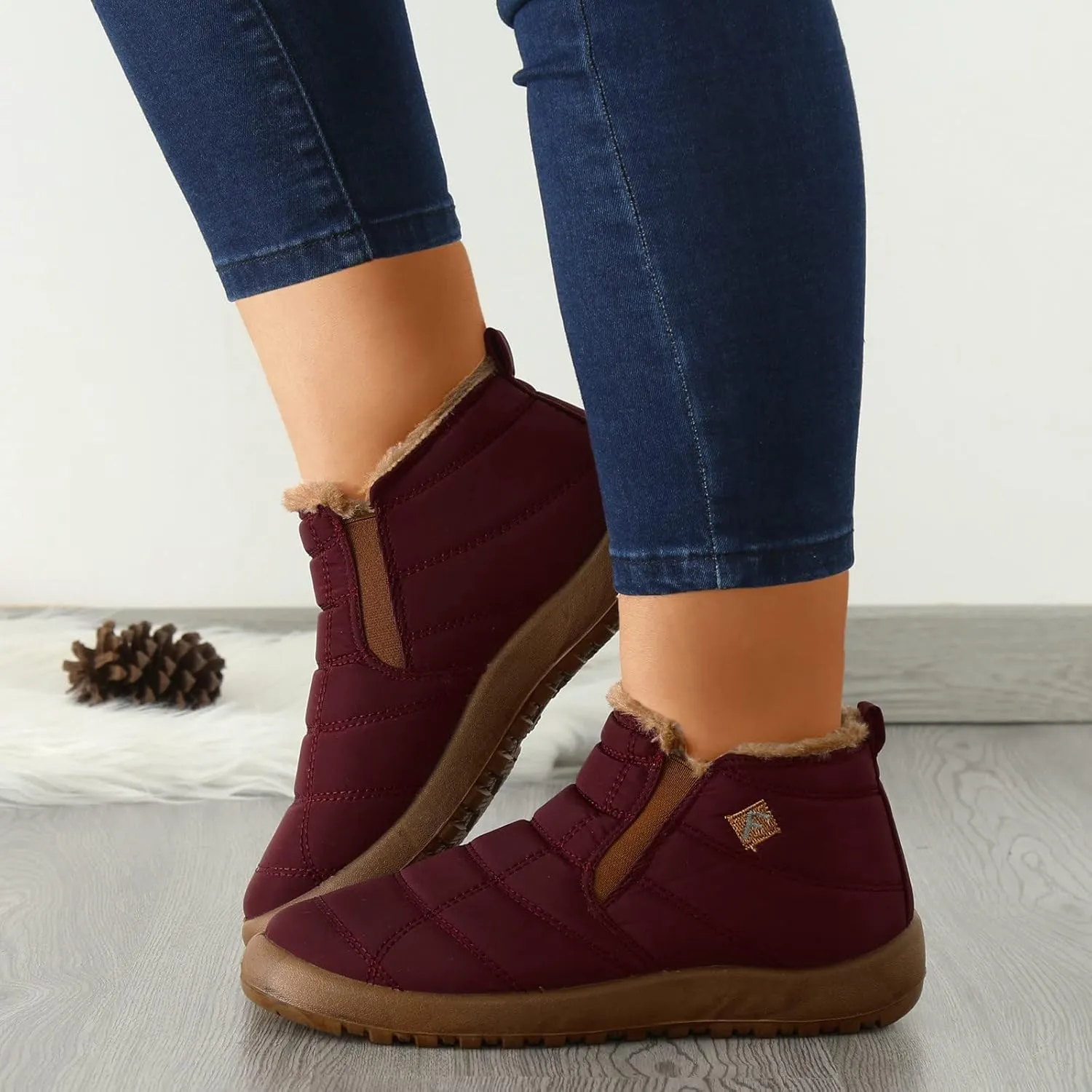 SBGMoSJ Womens Waterproof Winter Boots Rubber Womens Boots Winter Winter Boots Women Size 8 Black Outdoor Boots Women Rubber Wide Toe Box Women Winter Boot