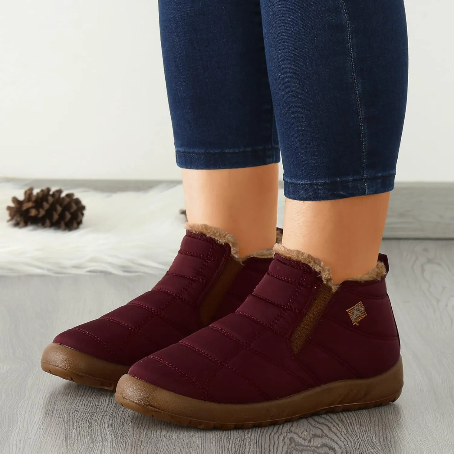 SBGMoSJ Womens Waterproof Winter Boots Rubber Womens Boots Winter Winter Boots Women Size 8 Black Outdoor Boots Women Rubber Wide Toe Box Women Winter Boot