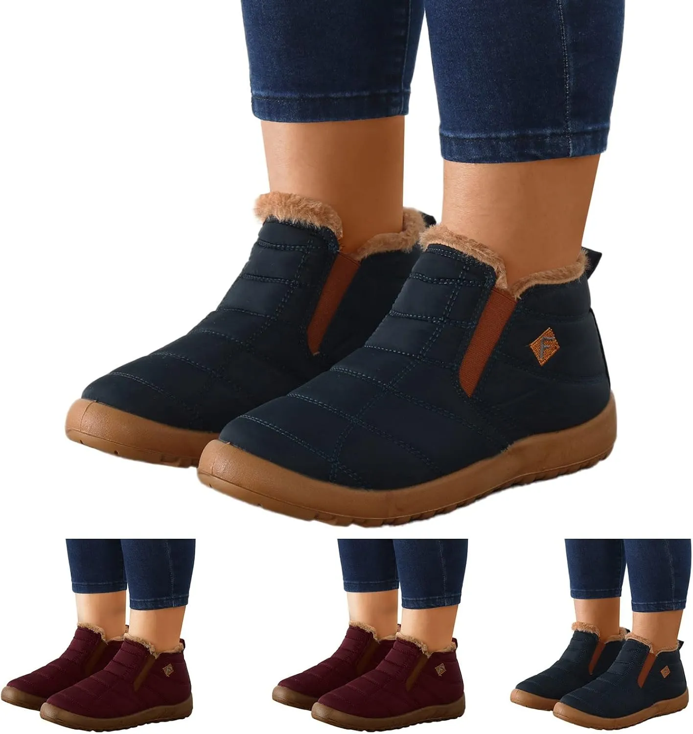 SBGMoSJ Womens Waterproof Winter Boots Rubber Womens Boots Winter Winter Boots Women Size 8 Black Outdoor Boots Women Rubber Wide Toe Box Women Winter Boot