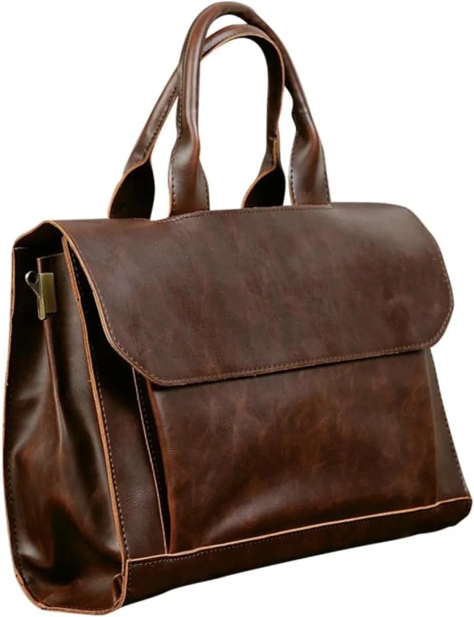 SECFOU Men's Pu Leather Briefcase Satchel Business Shoulder Bag Laptop Bag for Travel