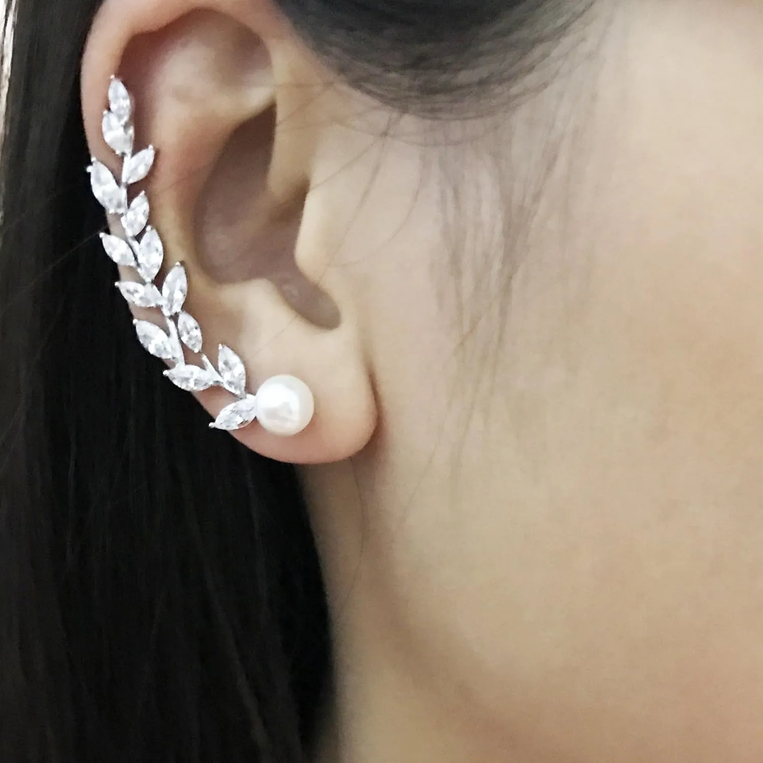 SELOVO Rose Gold Tone/Silver Tone Halloween Day Ear Crawler Pierced Wrap Earrings Cuff for Pierced Ear