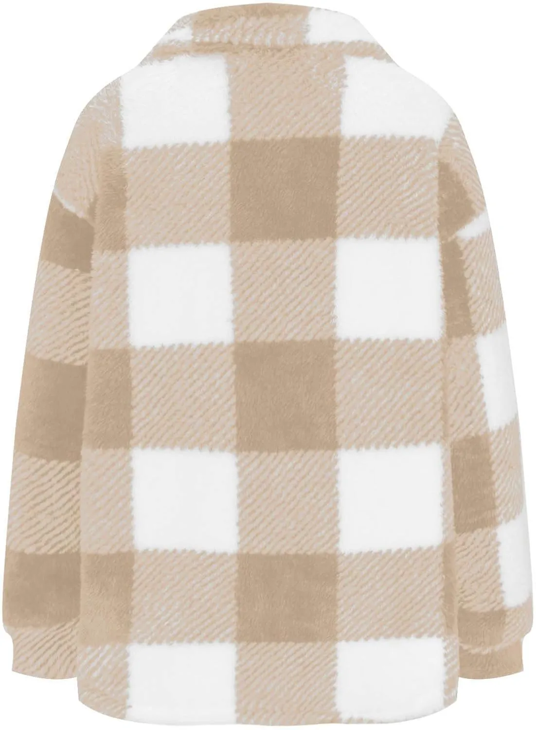 Sherpa Jacket for Women Fuzzy Fleece Winter Coats Plaid Button Down Shacket Casual Warm Teddy Coat Outwear