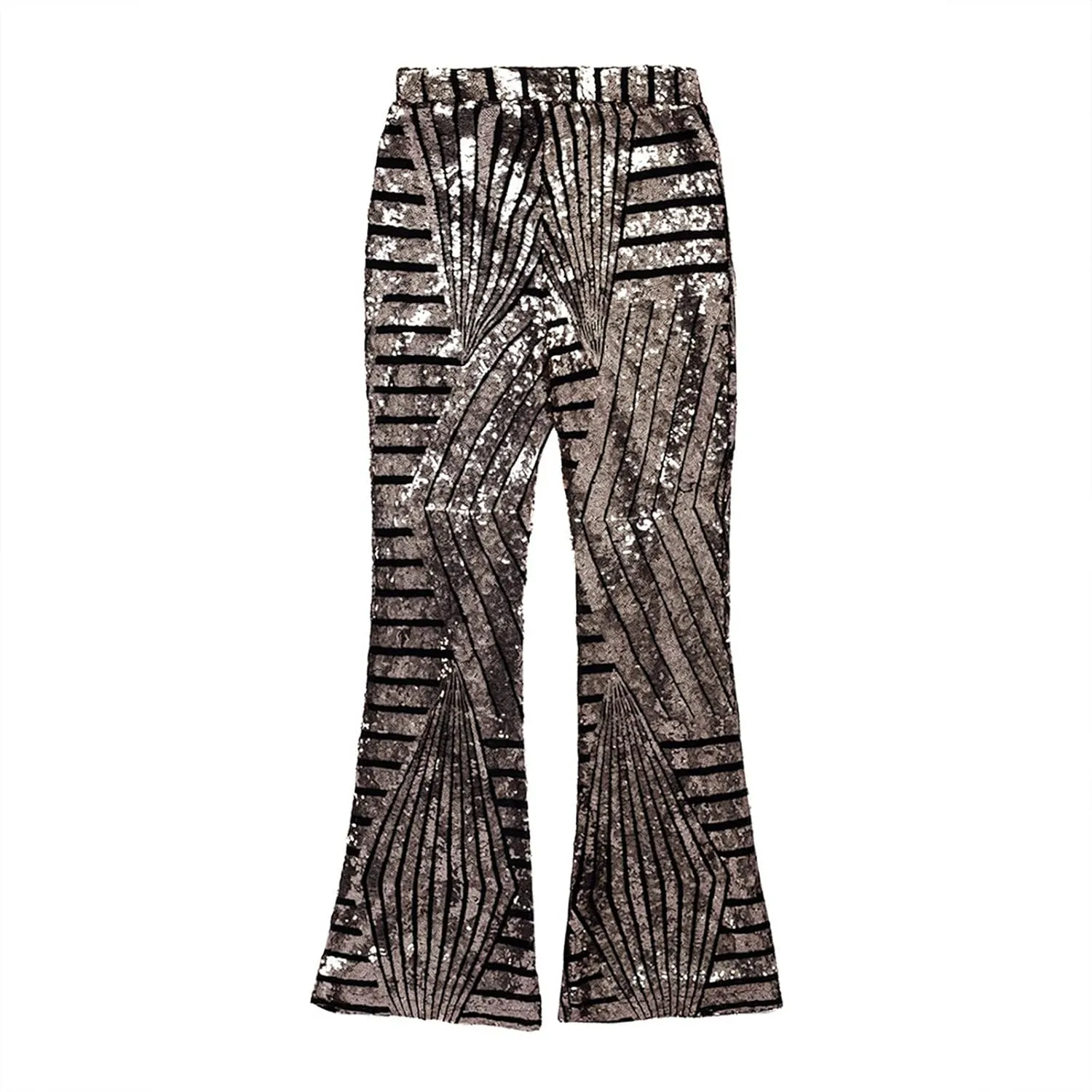 Shiny Metallic Flare Pants for Womens Sexy 70s Sequins Yoga Pants High Waist Bell Bottom Trousers Wide Leg Leggings