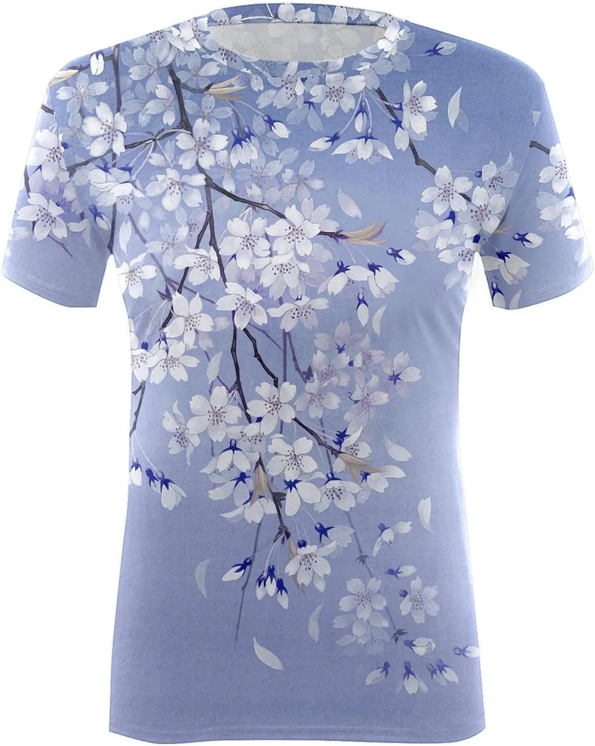 Short Sleeve Cute Tops for Women Dressy Casual Boho Floral Print Shirt Fashion Round Neck Pullover Top Summer Blouse