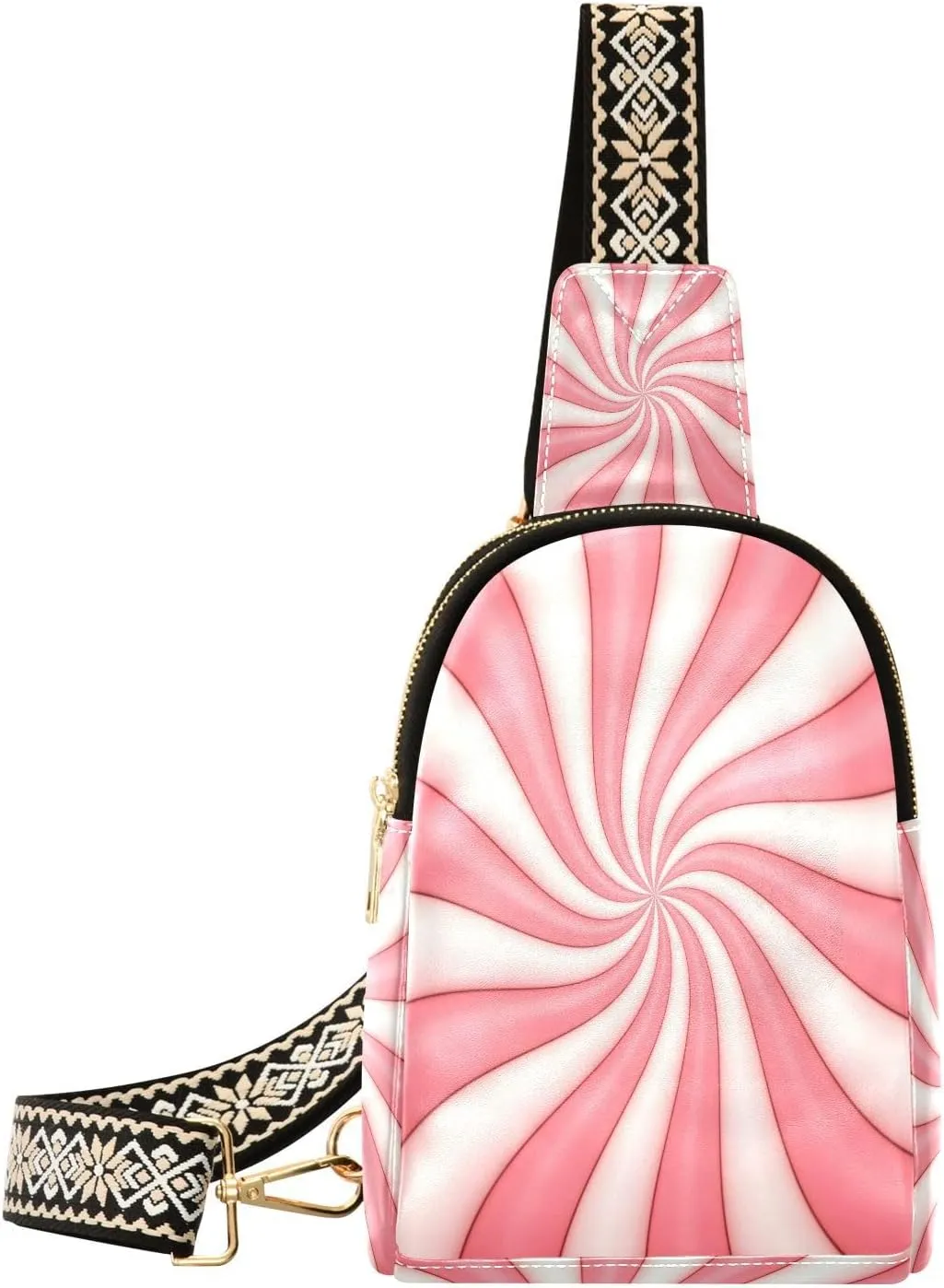 Small Sling Bag Fanny Packs Crossbody Bags for Women Candy Sweet Abstract Leather Fashion Chest Bag Belt Bag for Women for Travel Sports Running Hiking