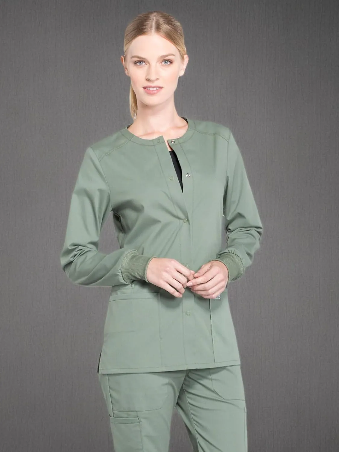 Snap Front Scrub Jackets for Women, Workwear Professionals Soft Stretch WW340