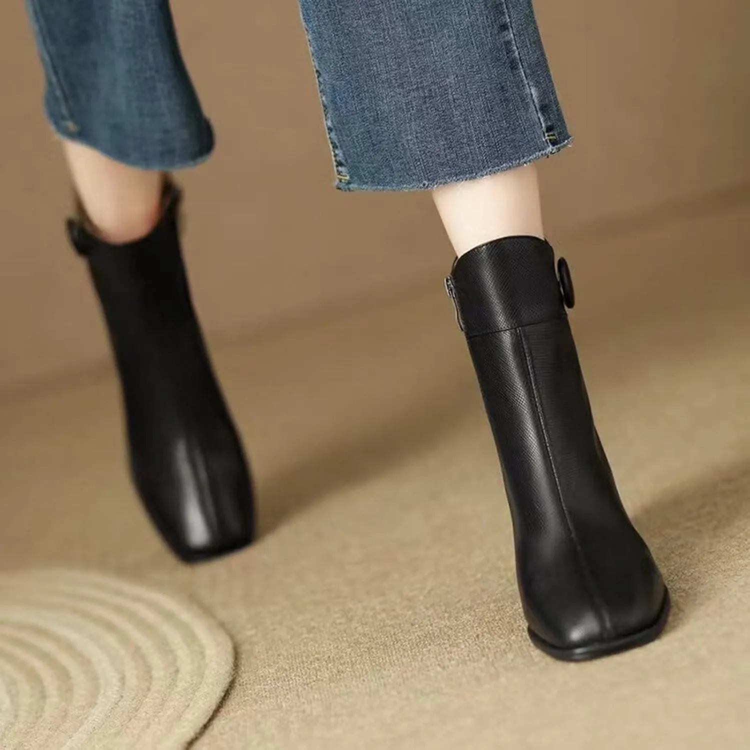 Snow Boots for Women Ankle Womens Ankle Booties Lace Up Boots for Women Ankle Booties Wedge Boot Fashion Casual Comfy Soft Lace-up Round Toe Comfortable Low Heel