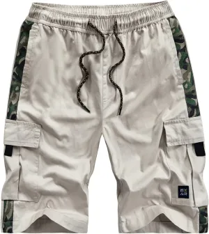 Soft Cotton Shorts Men Fashion Casual Printed Loose Quick-Drying Shorts Beach Pants Mens Shorts Elastic Waist